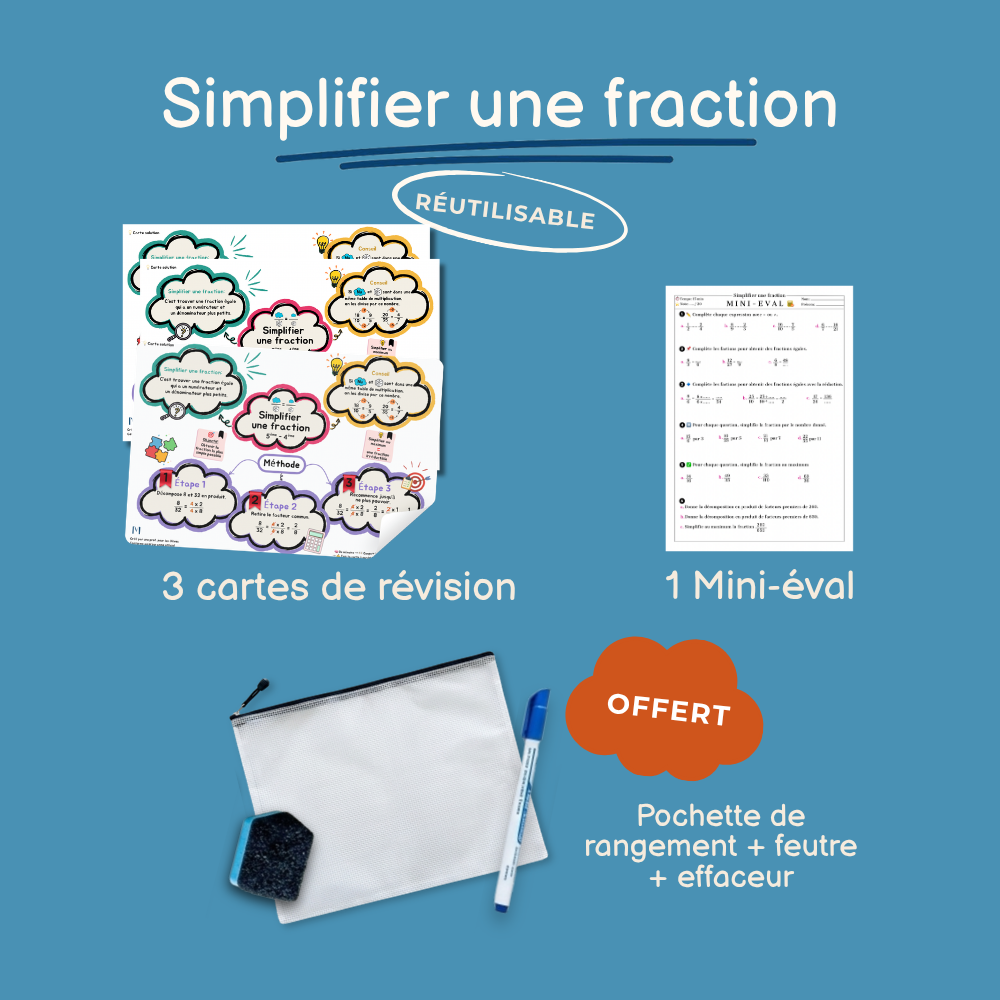 Cartes de révision Simplifier une fraction