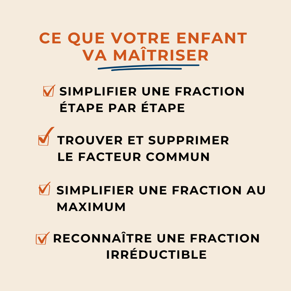 Cartes de révision Simplifier une fraction